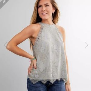 NWT Dusty Blue Lace Top